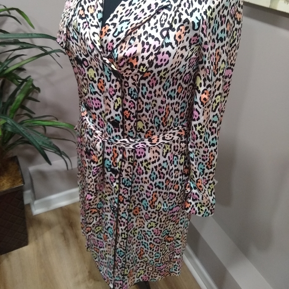 BCBG Maxazria Multi Color Animal Print Trench Style Duster - Picture 11 of 16